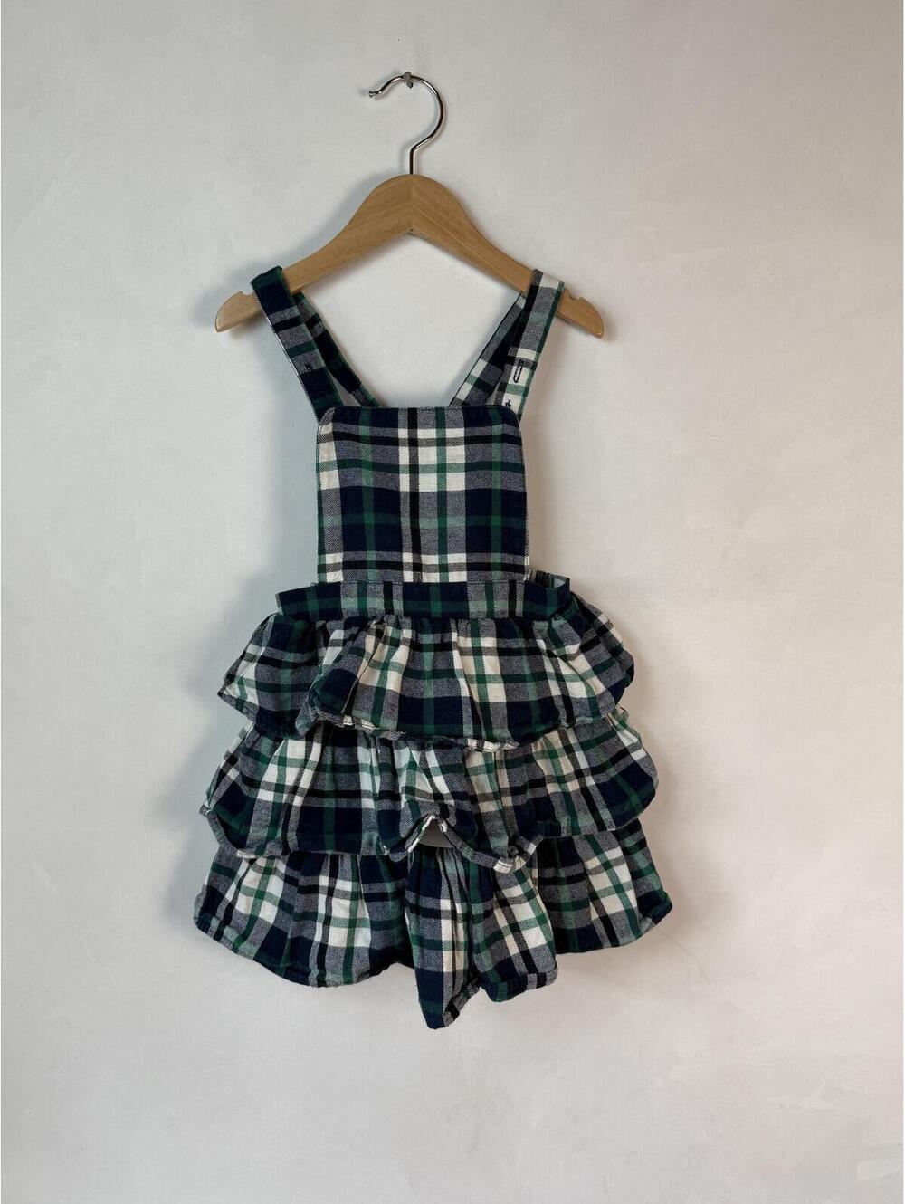 Kids Plaid Ruffle Tiered Pinafore Dress